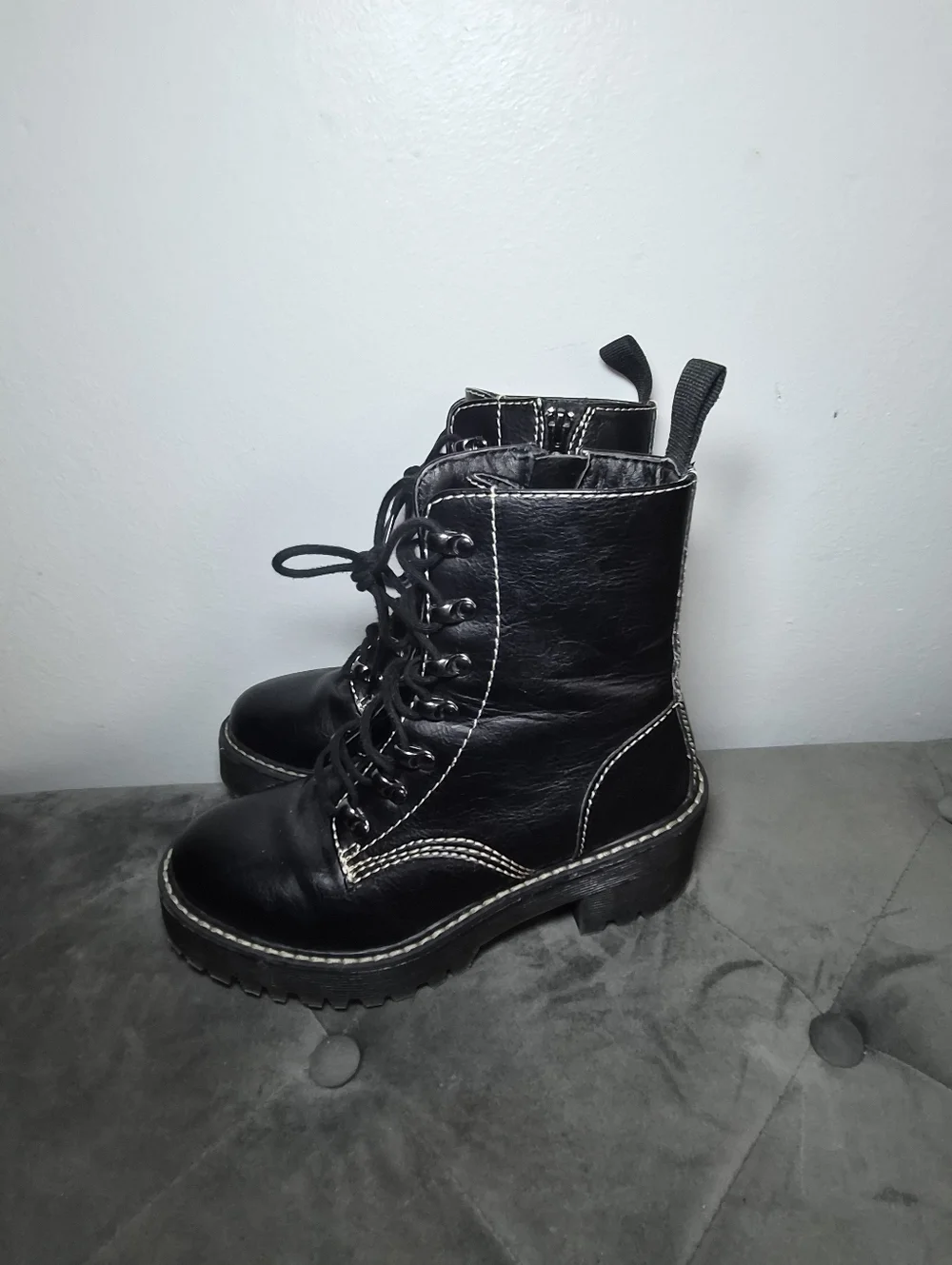 Black Grunge Platform Combat Boots 6M Madden Girl Punk Modern - Picture 3 of 10